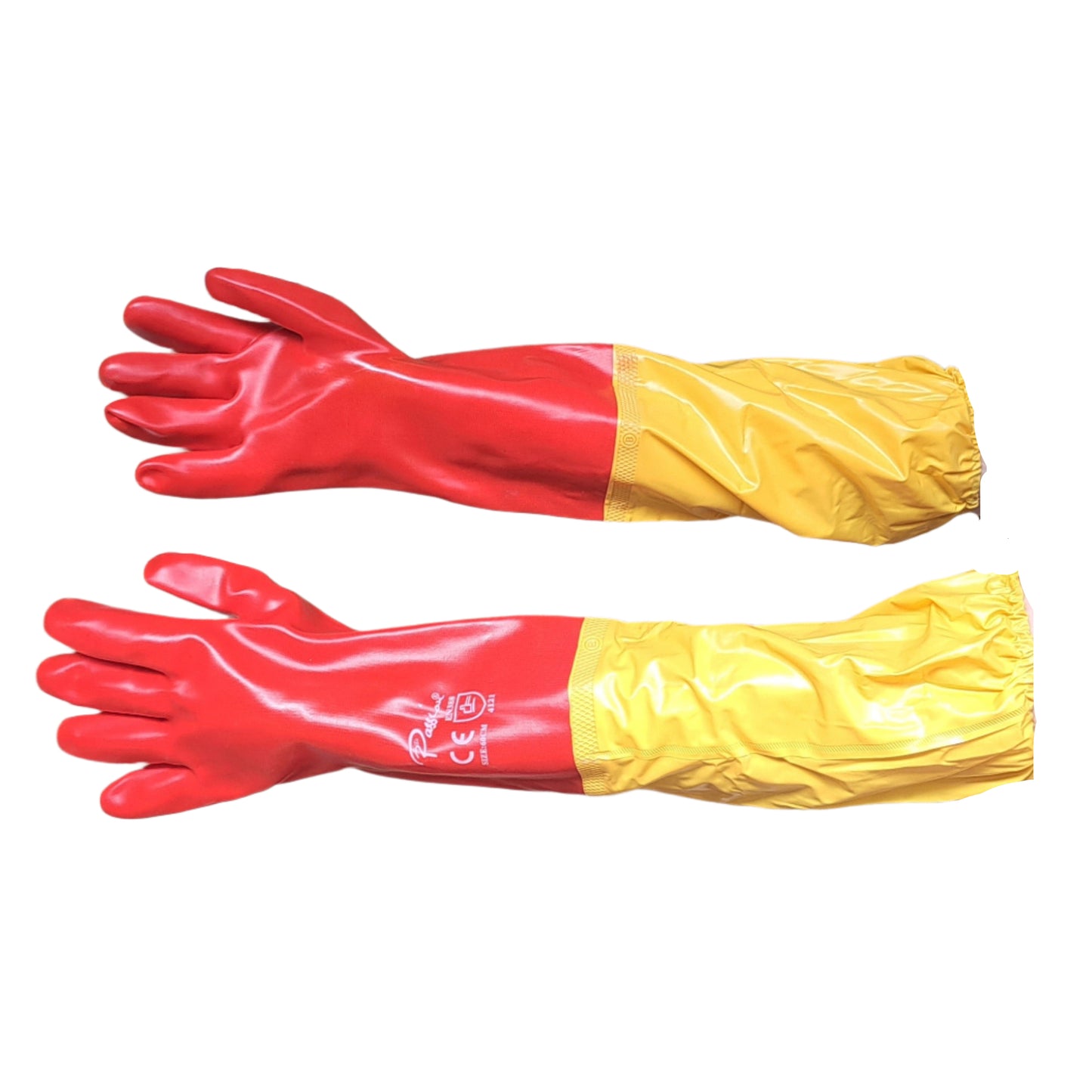 GLOVES PVC, FULL LENGTH WITH YELLOW EXTENSION