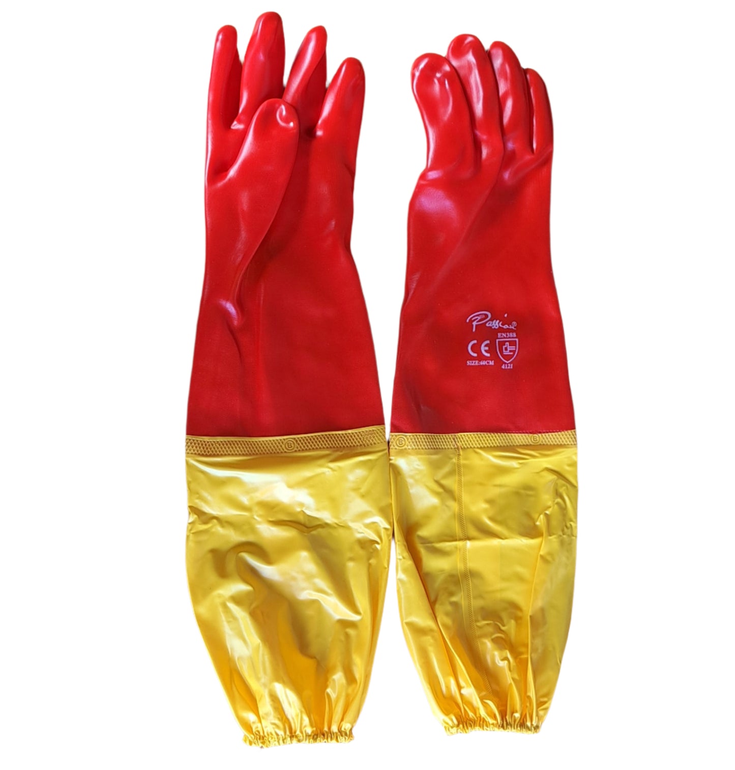 GLOVES PVC, FULL LENGTH WITH YELLOW EXTENSION