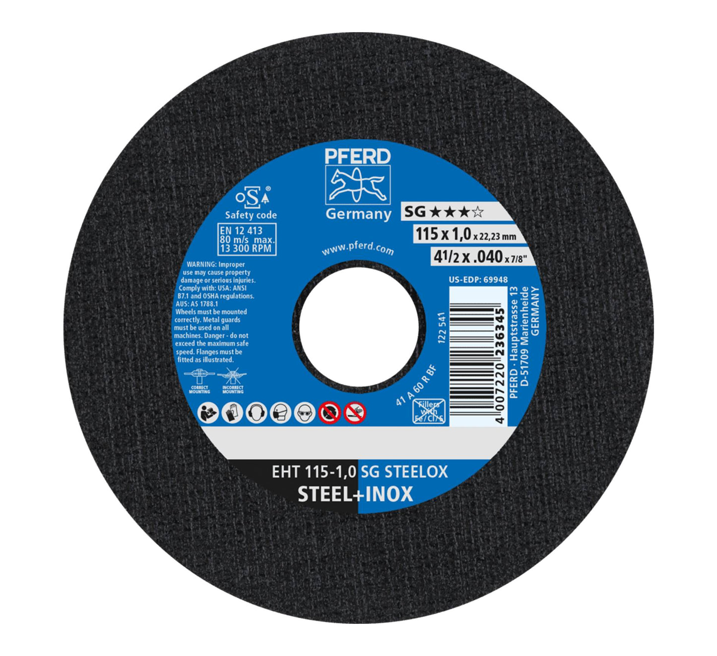 PFERD STAINLESS CUT EHT 115 - 1 A 60 (SG-INOX)