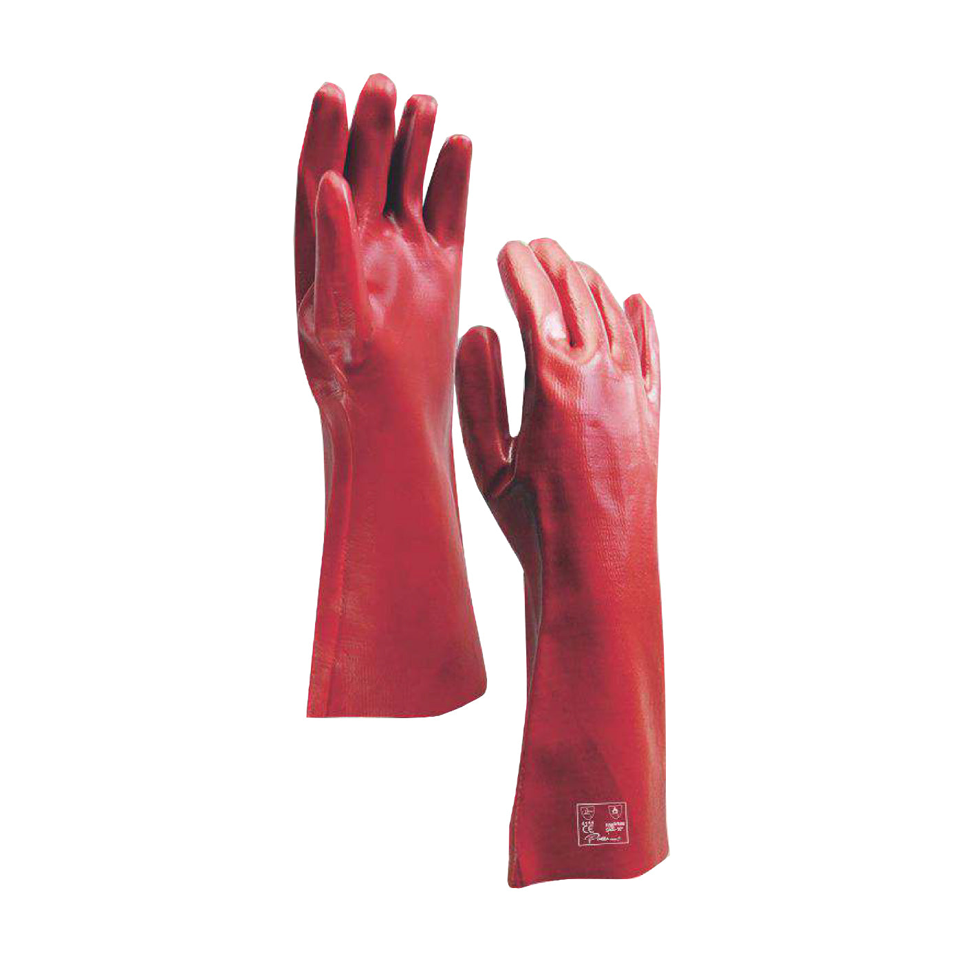 GLOVES PVC - RED OPEN CUFF 35CM